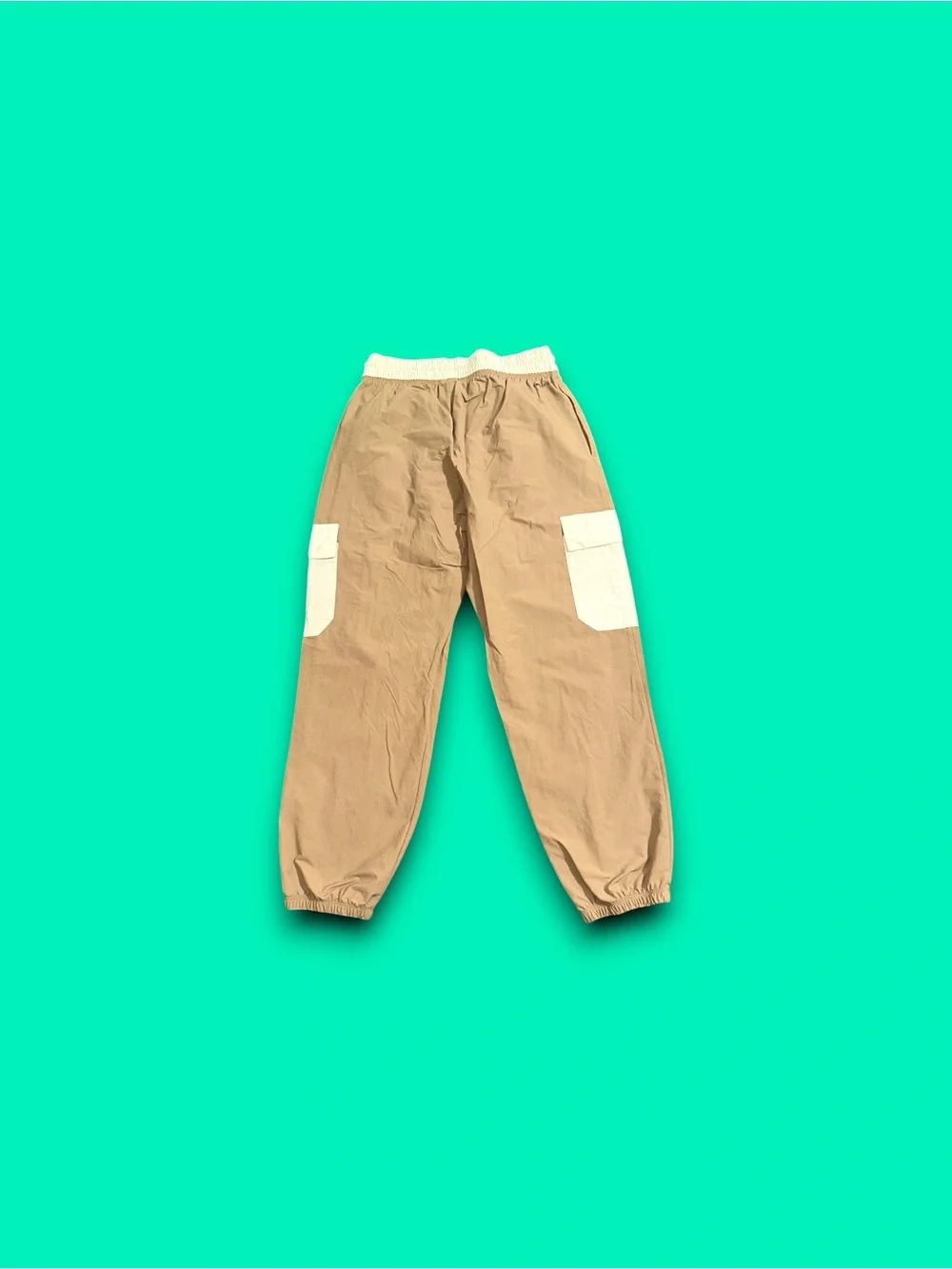 Nike Dri-Fit Windbreaker Cargo Jogger Track Pants Unisex Small Tan Cuffed